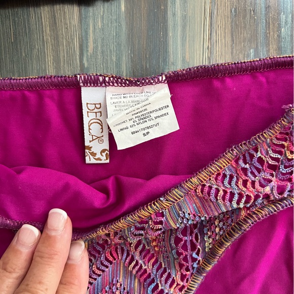 BECCA Cheryl Triangle Top size D Mosaic Corset Tie Hipster bottoms size small - Picture 7 of 11